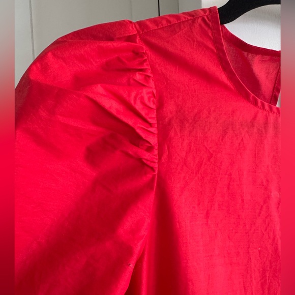 H&M RED POPLIN MINI RED DRESS - Picture 5 of 7